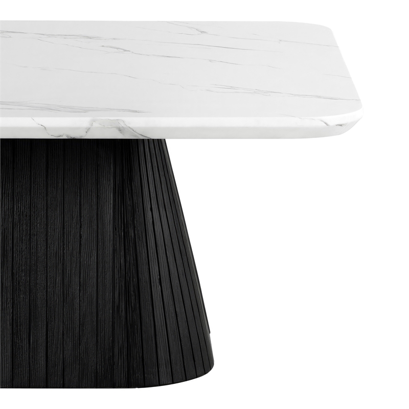 Furniture of America Coraly Faux Marble Top and Wood Coffee Table in Black