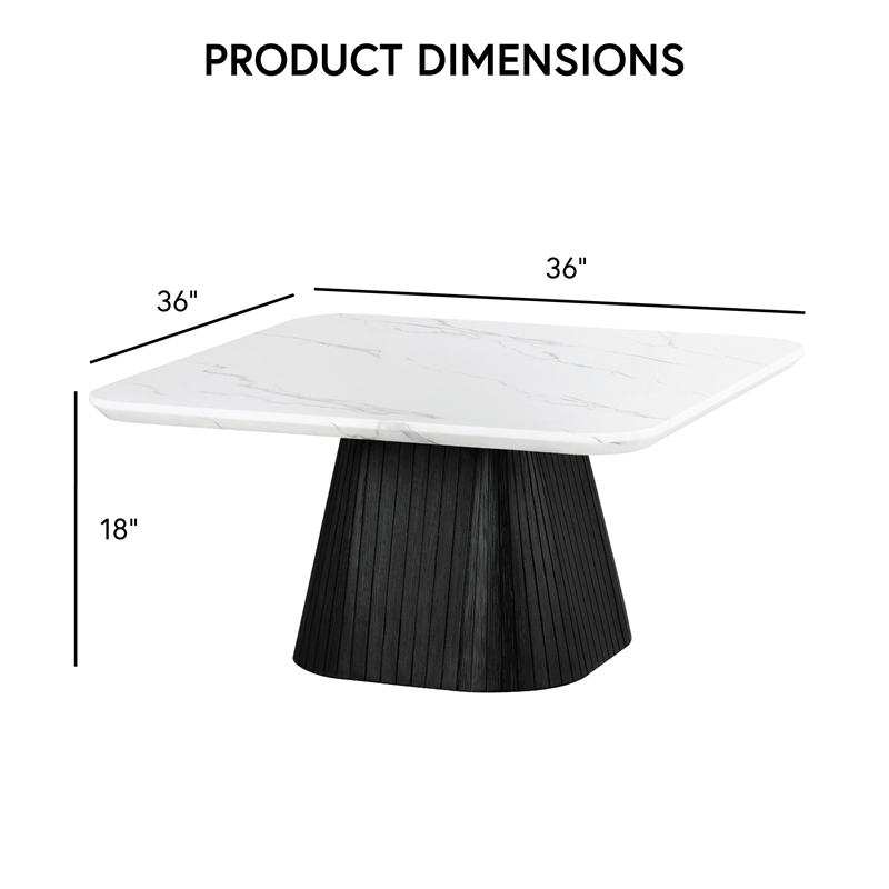 Furniture of America Coraly Faux Marble Top and Wood Coffee Table in Black