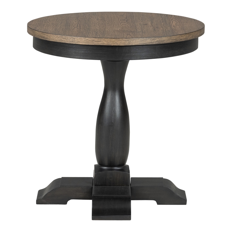 Furniture of America Narella Wood Round End Table in Black and Brown