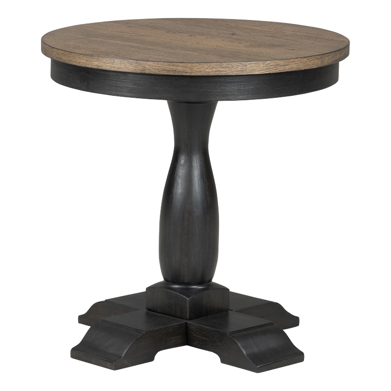 Furniture of America Narella Wood Round End Table in Black and Brown