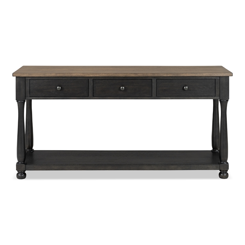 Furniture of America Narella Wood Storage Sofa Table in Black and Brown