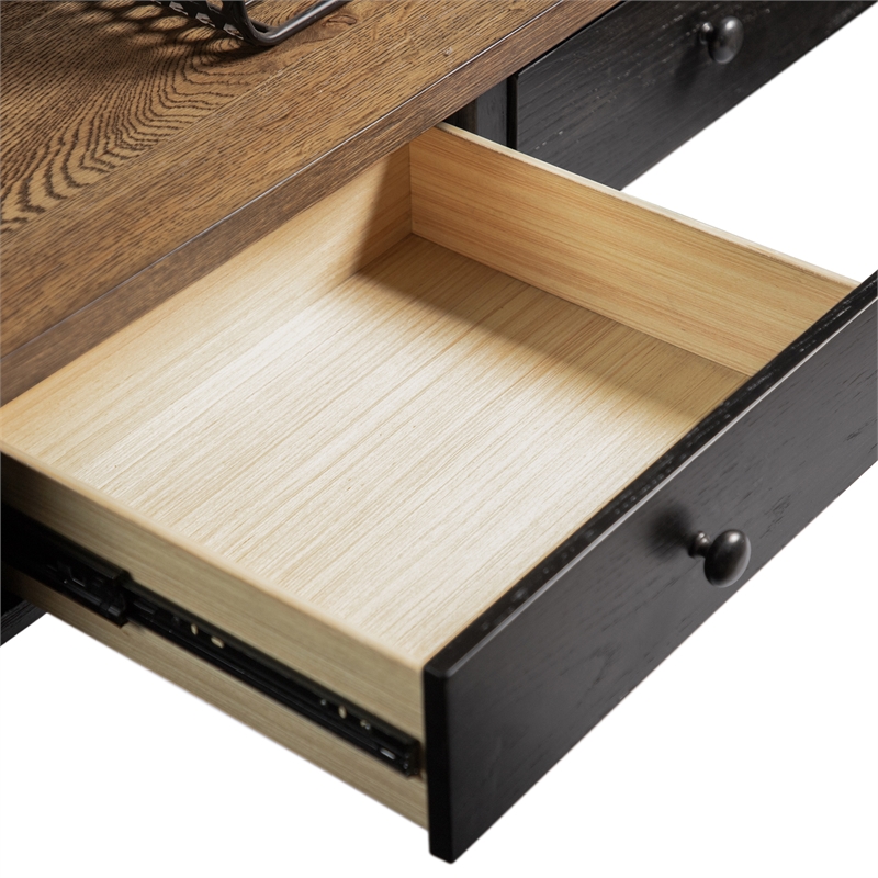 Furniture of America Narella Wood Storage Sofa Table in Black and Brown