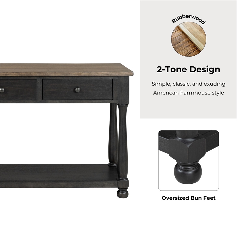 Furniture of America Narella Wood Storage Sofa Table in Black and Brown