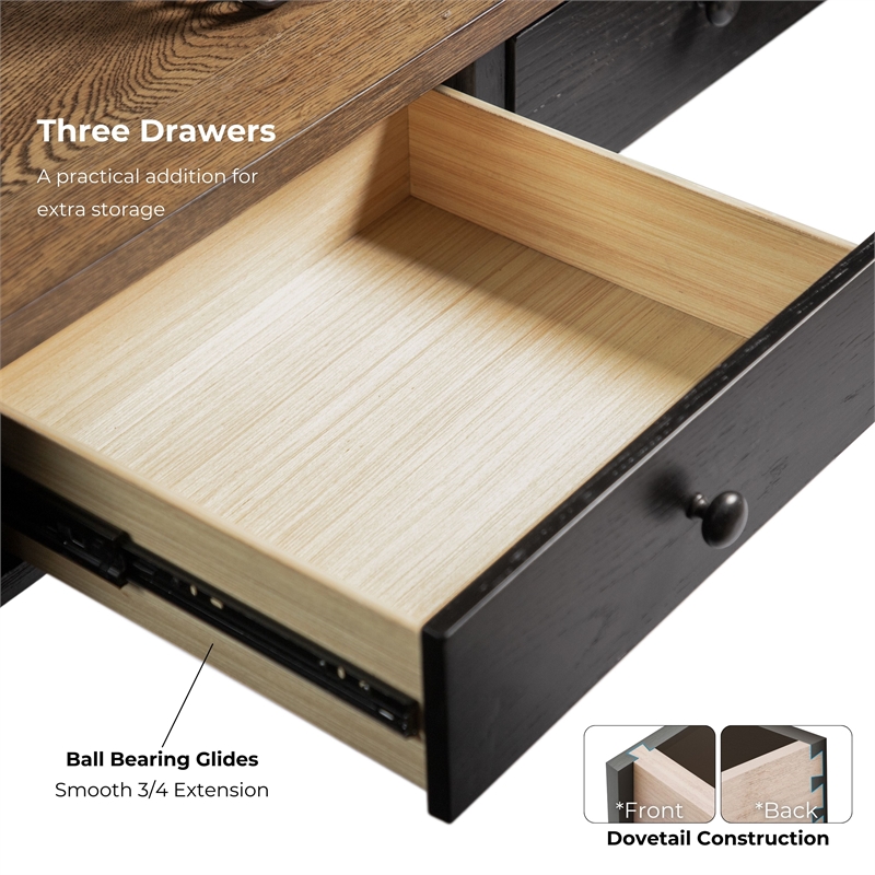 Furniture of America Narella Wood Storage Sofa Table in Black and Brown