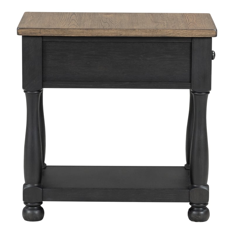 Furniture of America Narella Wood Storage Side Table in Black and Brown