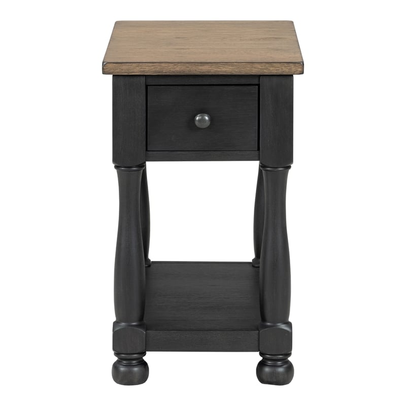 Furniture of America Narella Wood Storage Side Table in Black and Brown