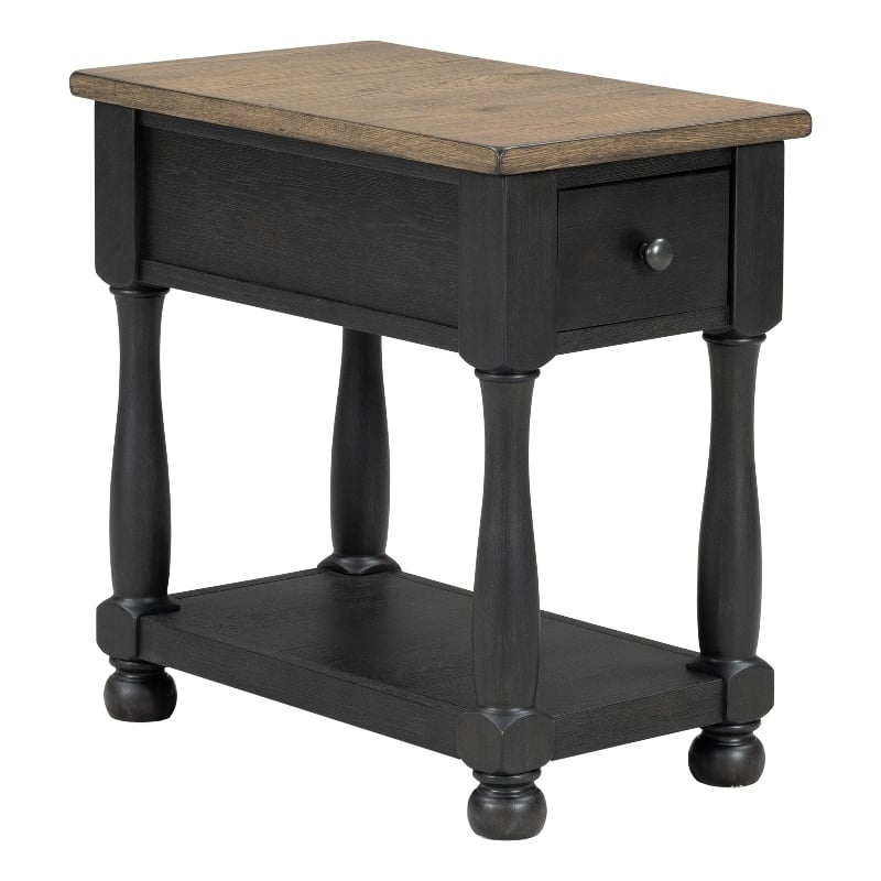 Furniture of America Narella Wood Storage Side Table in Black and Brown