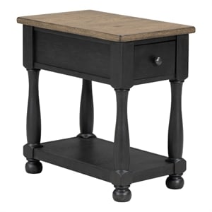 Furniture of America Narella Wood Storage Side Table in Black and Brown