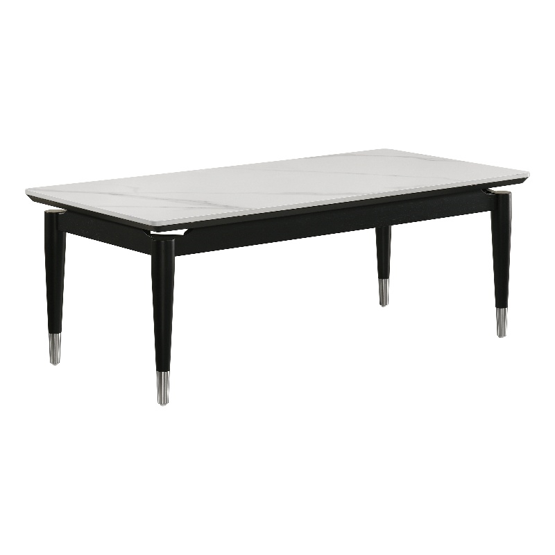 Furniture of America Miranda Sintered Stone Top and Wood Coffee Table in Black
