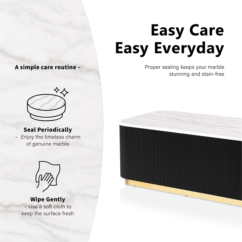 Furniture of America Beryl Genuine Marble Top and Wood Coffee Table in Black