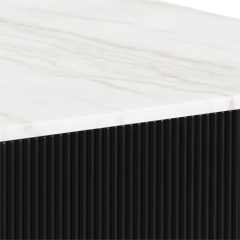 Furniture of America Beryl Genuine Marble Top and Wood Coffee Table in Black