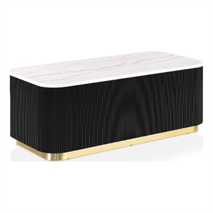 Furniture of America Beryl Genuine Marble Top and Wood Coffee Table in Black