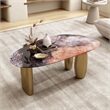 Furniture of America Gavora Stone Top and Steel Coffee Table in Gray