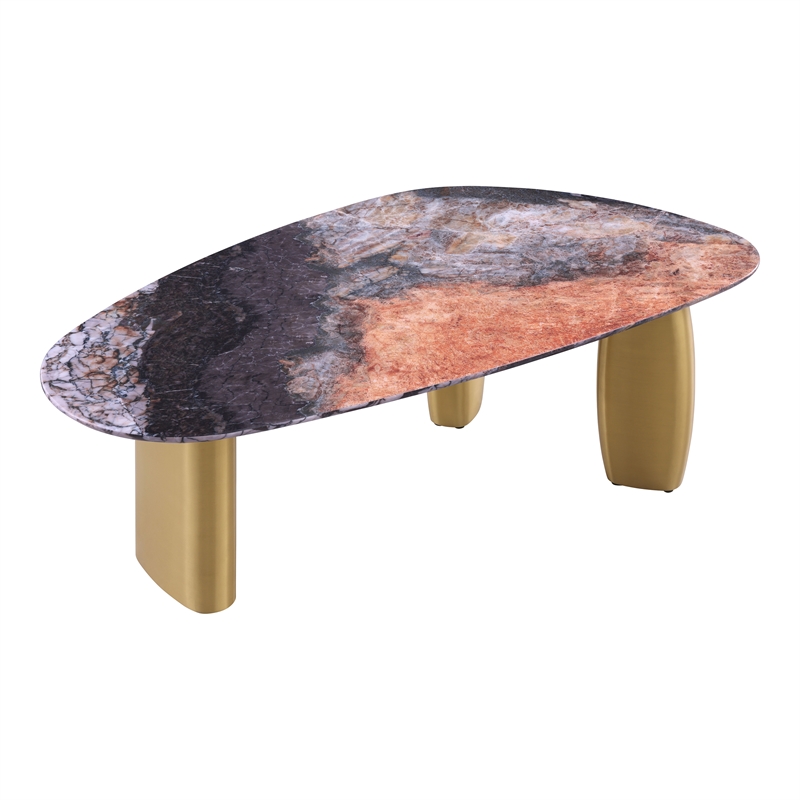 Furniture of America Gavora Stone Top and Steel Coffee Table in Gray