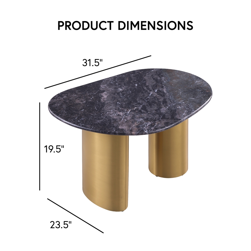 Furniture of America Gavora Stone Top and Steel End Table in Gray