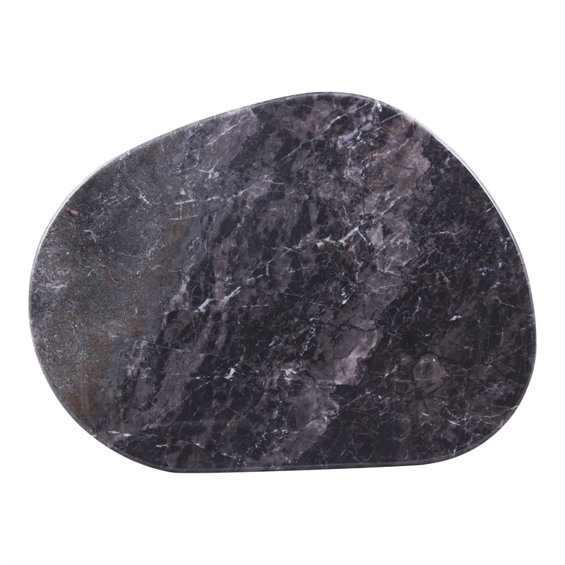 Furniture of America Gavora Stone Top and Steel End Table in Gray