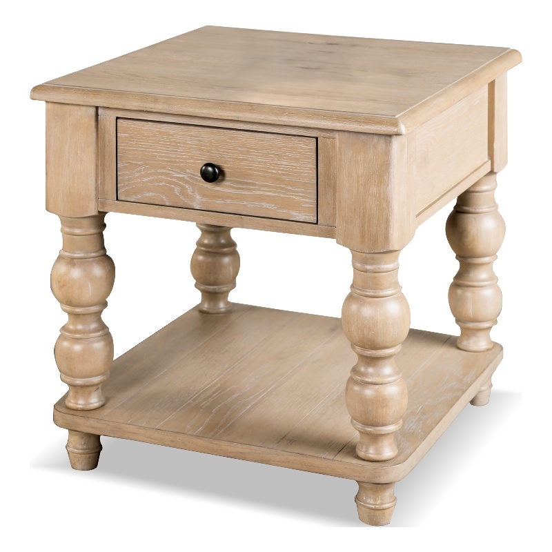 Furniture of America Shelimar Solid Wood Storage Square End Table in Beige