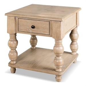 Furniture of America Shelimar Solid Wood Storage Square End Table in Beige