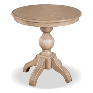 Furniture of America Shelimar Solid Wood Round End Table in Beige