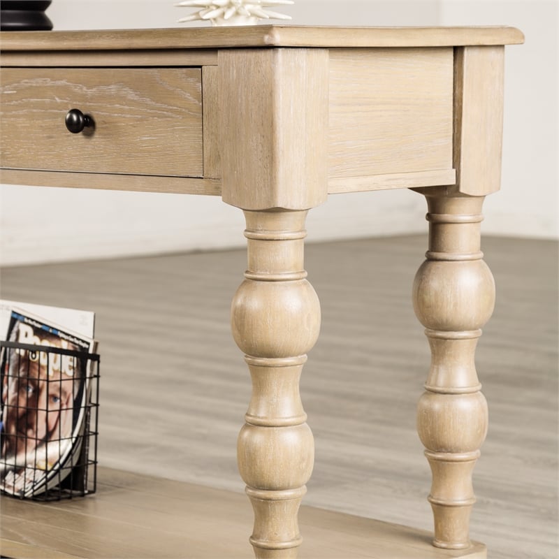 Furniture of America Shelimar Solid Wood Storage Sofa Table in Beige