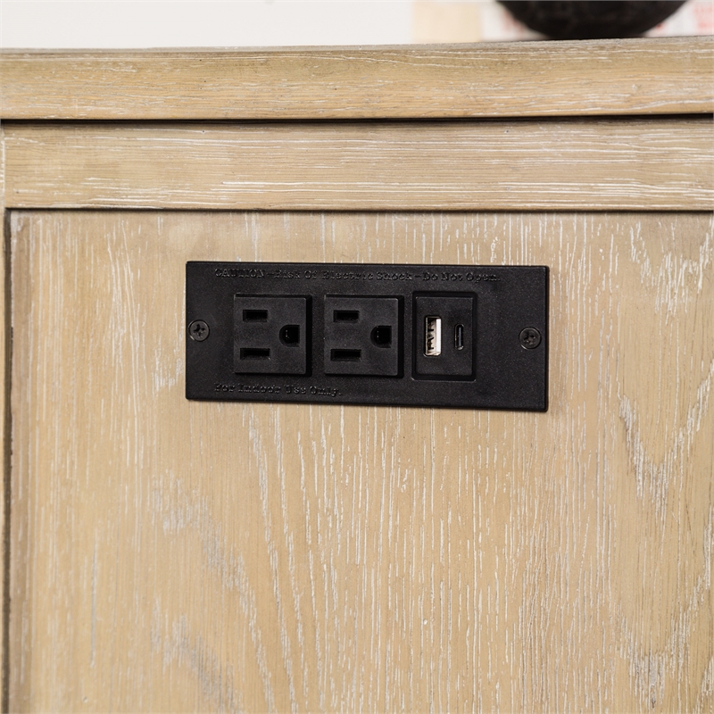 Furniture of America Shelimar Solid Wood Storage Side Table in Beige