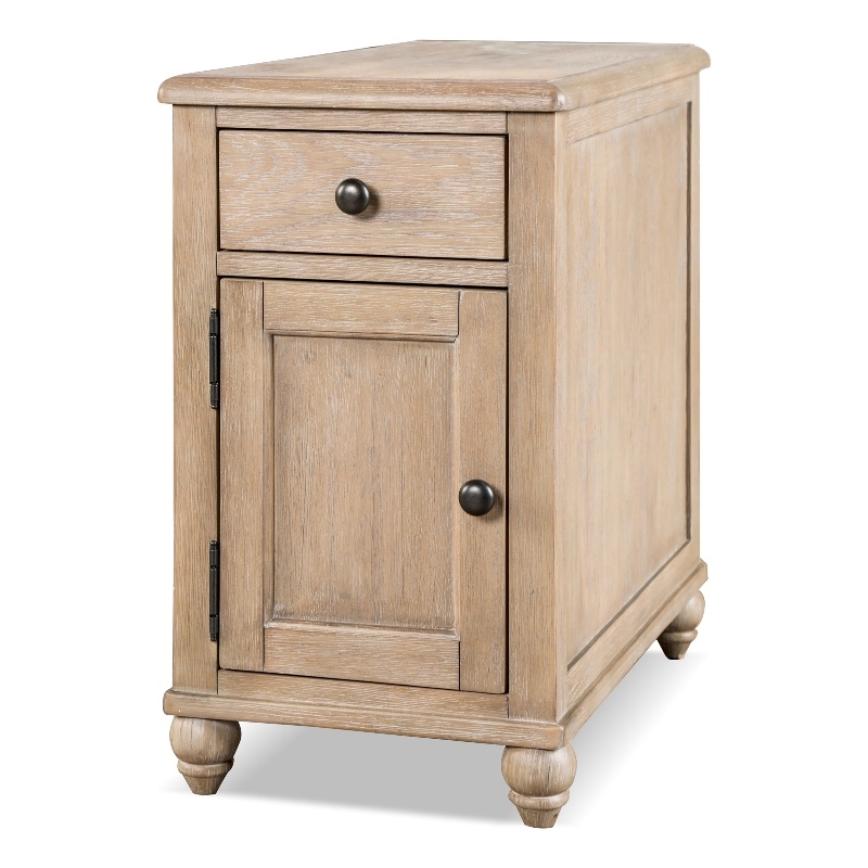 Furniture of America Shelimar Solid Wood Storage Side Table in Beige