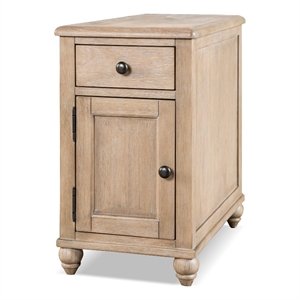Furniture of America Shelimar Solid Wood Storage Side Table in Beige