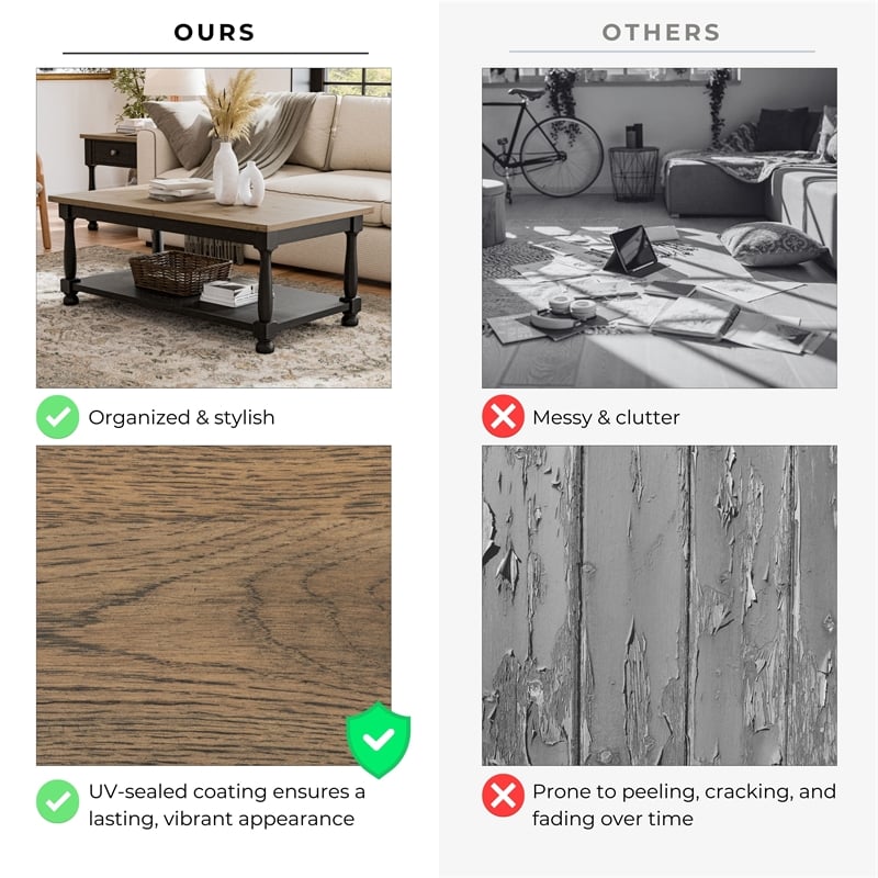 Furniture of America Peregrine Wood Storage 4-Piece Coffee Table Set in Black