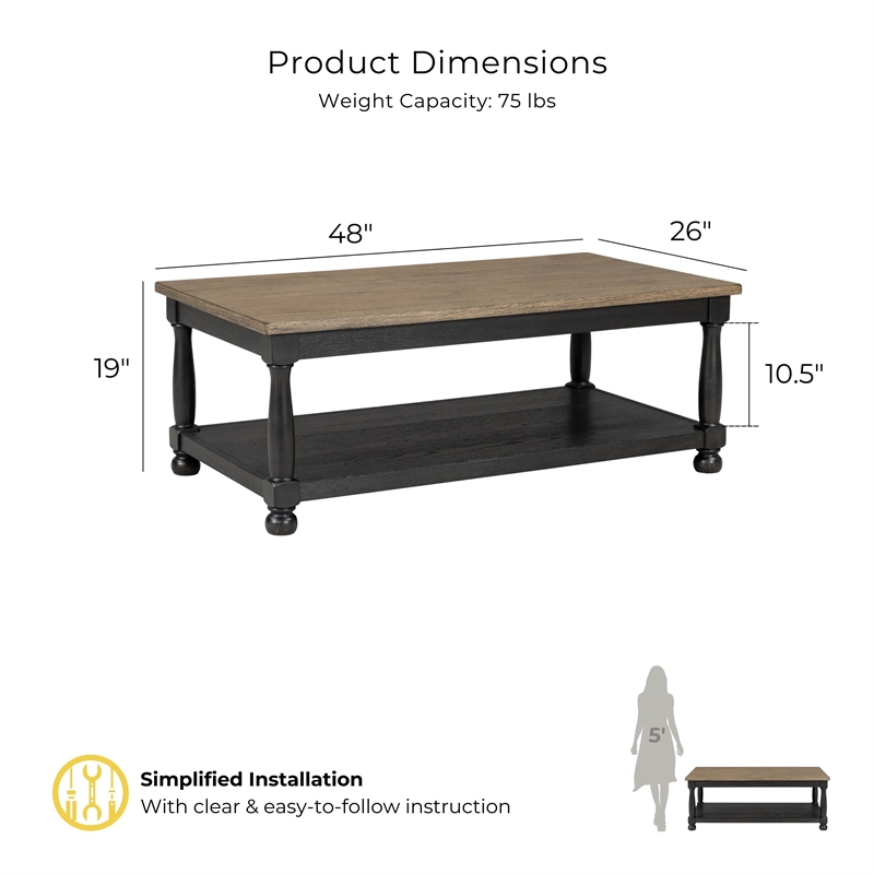 Furniture of America Peregrine Wood Storage 4-Piece Coffee Table Set in Black