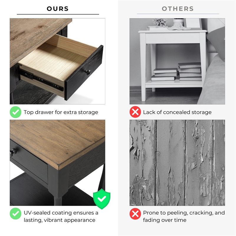 Furniture of America Peregrine Wood Storage 3-Piece Coffee Table Set in Black