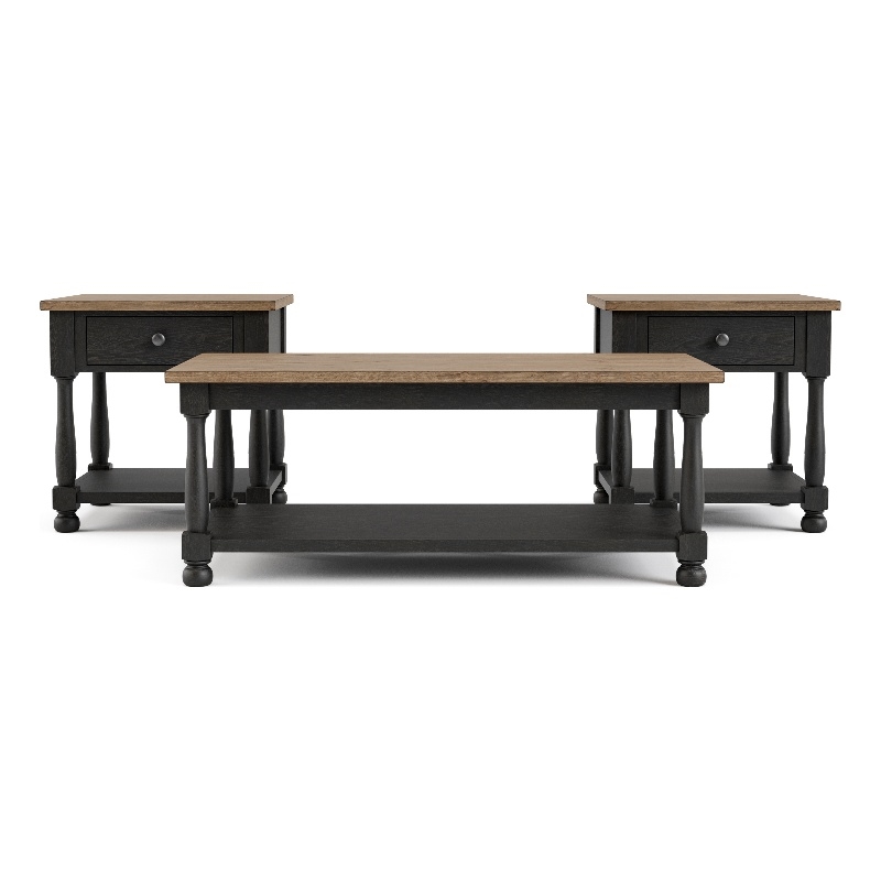 Furniture of America Peregrine Wood Storage 3-Piece Coffee Table Set in Black
