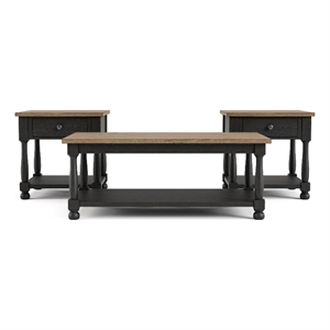 Furniture of America Peregrine Wood Storage 3-Piece Coffee Table Set in Black