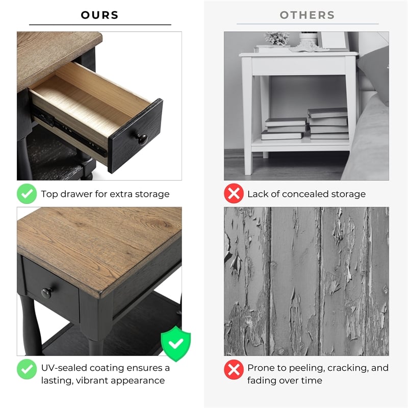 Furniture of America Peregrine Wood Storage 3-Piece Coffee Table Set in Black