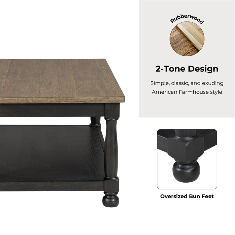 Furniture of America Peregrine Wood Storage 3-Piece Coffee Table Set in Black