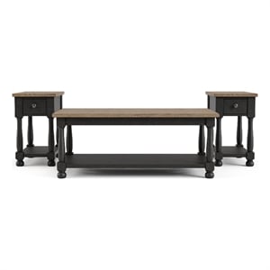 Furniture of America Peregrine Wood Storage 3-Piece Coffee Table Set in Black
