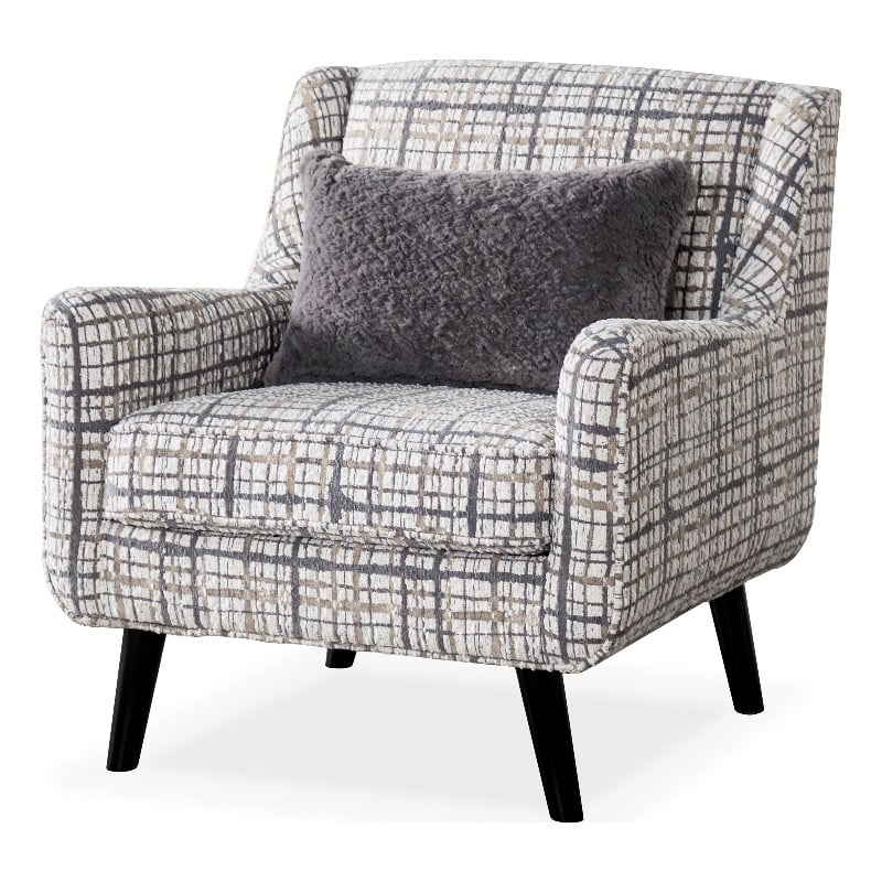 Furniture of America Synter Fabric Sloped Track Arms Accent Chair in White