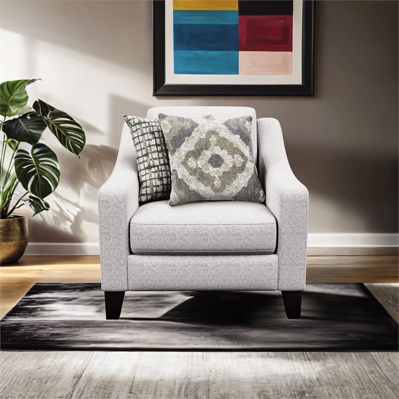 Furniture of America Synter Fabric Sloped Track Arms Chair in White