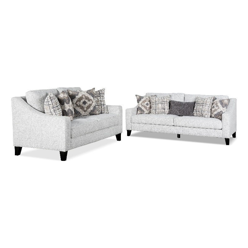Furniture of America Synter Fabric Sloped Track Arms White 2-Piece Sofa Set