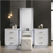 Furniture of America Belen Wood LED Lighting Vanity Set with Stool in White