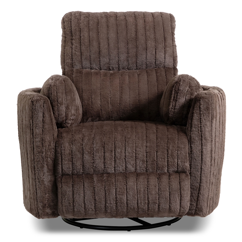 Furniture of America Viridor Fabric Power Recliner Glider Swivel Brown Recliner