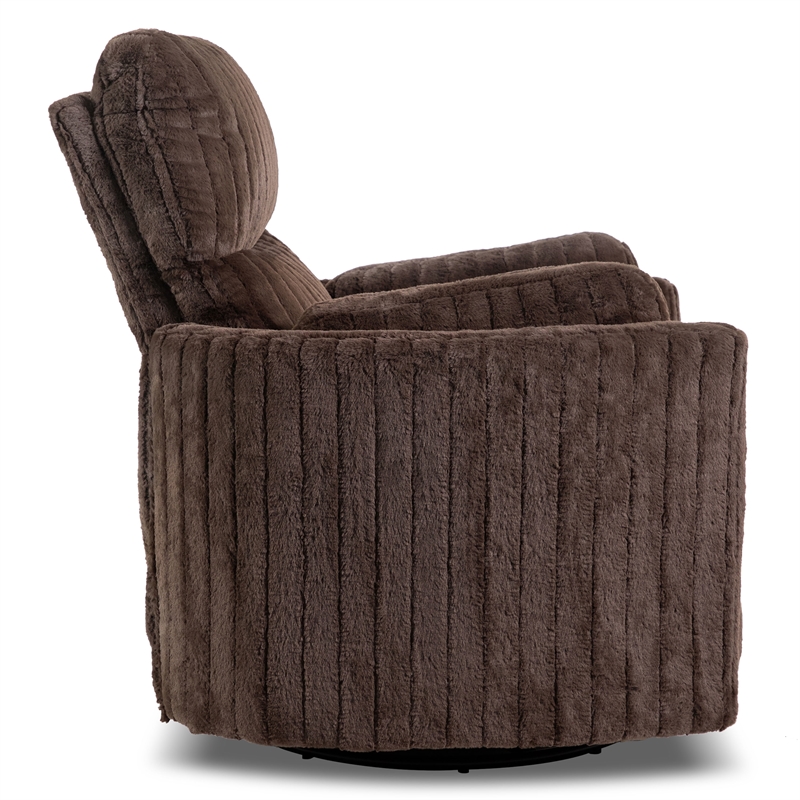Furniture of America Viridor Fabric Power Recliner Glider Swivel Brown Recliner