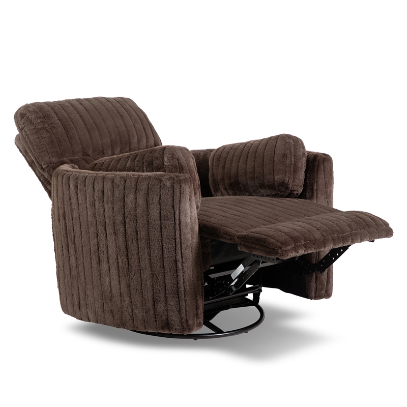 Furniture of America Viridor Fabric Power Recliner Glider Swivel Brown Recliner