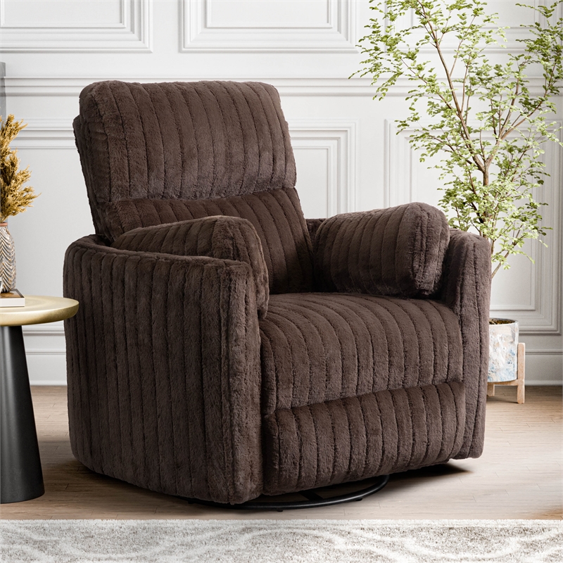 Furniture of America Viridor Fabric Power Recliner Glider Swivel Brown Recliner