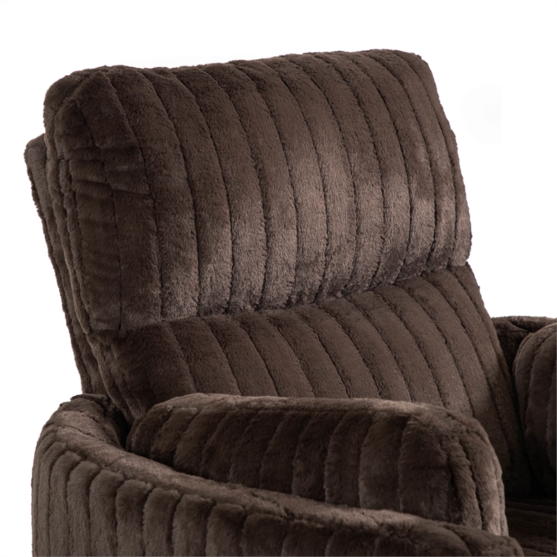 Furniture of America Viridor Fabric Power Recliner Glider Swivel Brown Recliner