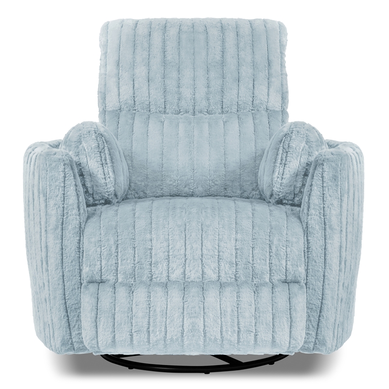 Furniture of America Viridor Fabric Power Recliner Glider Swivel Blue Recliner