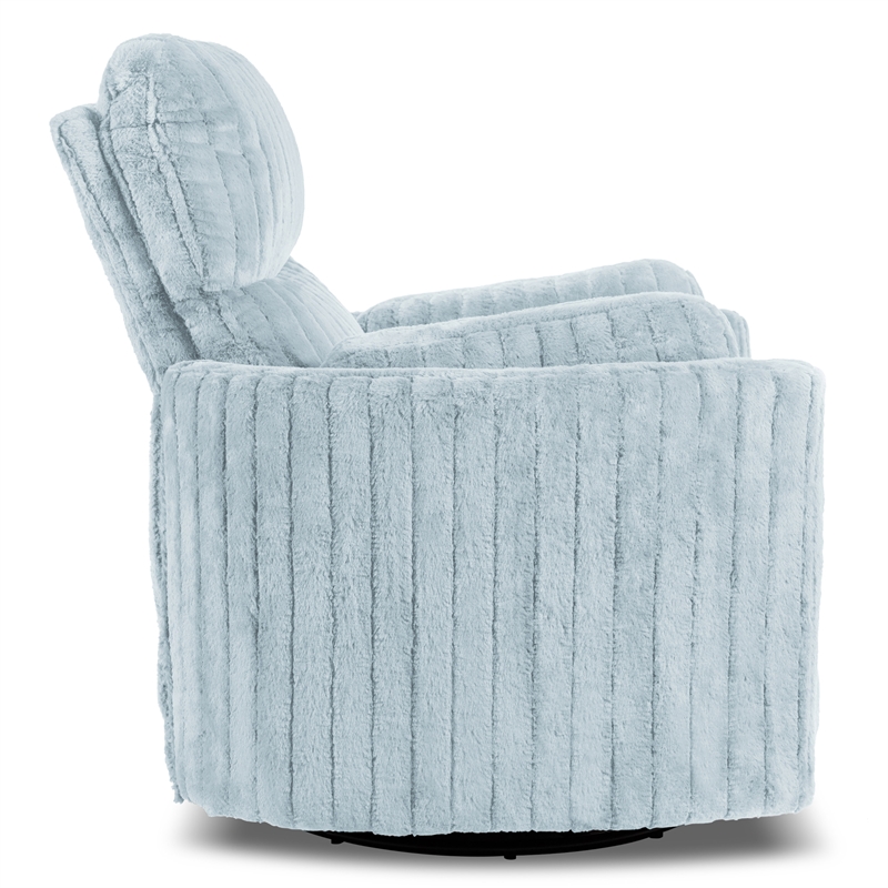 Furniture of America Viridor Fabric Power Recliner Glider Swivel Blue Recliner