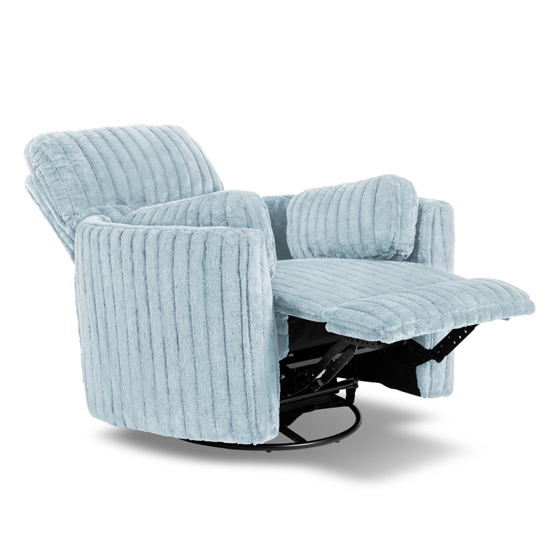 Furniture of America Viridor Fabric Power Recliner Glider Swivel Blue Recliner