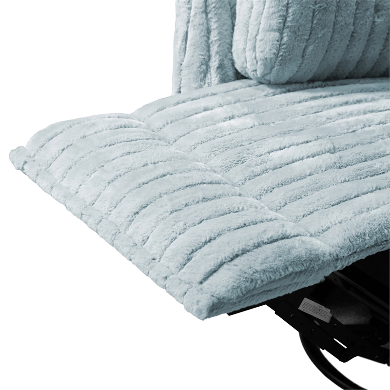 Furniture of America Viridor Fabric Power Recliner Glider Swivel Blue Recliner