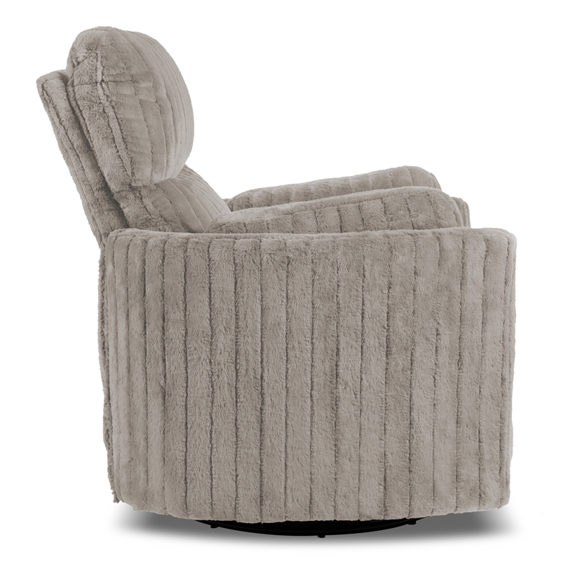 Furniture of America Viridor Fabric Power Recliner Glider Swivel Taupe Recliner