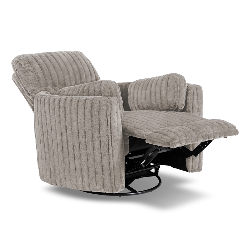 Furniture of America Viridor Fabric Power Recliner Glider Swivel Taupe Recliner
